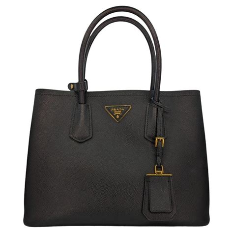 prada saffiano double tote black|prada saffiano cuir leather tote.